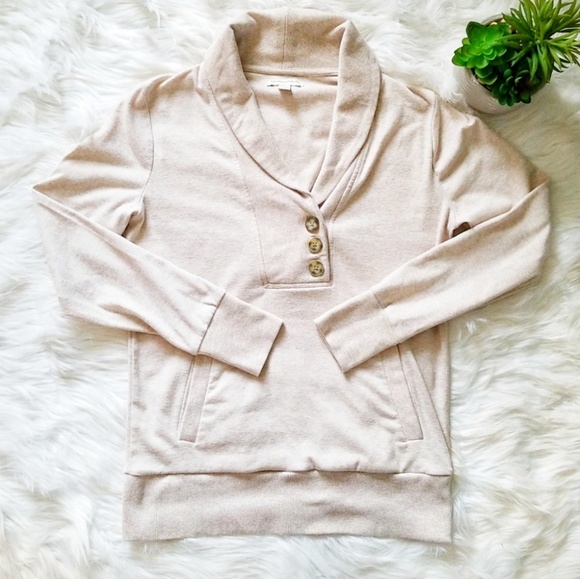 Banana Republic Factory Sweaters - Banana Republic Cream Button V-Neck Pullover